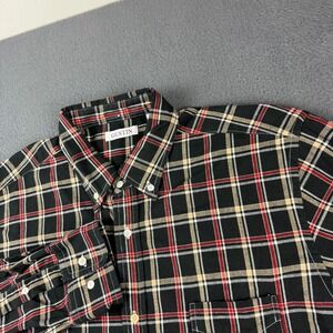 Gustin Shirt Men's 2XL Black Red Plaid Oxford Button Down Dress Casual USA Made